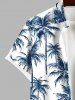 Plus Size Coconut Tree Print Buttons Pocket Hawaii Shirt For Men -  