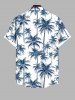 Plus Size Coconut Tree Print Buttons Pocket Hawaii Shirt For Men -  