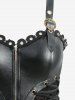Plus Size Dragon Flowers Flocking Mesh PU Leather Patchwork Lace Up Grommets Tank Dress -  
