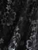 Plus Size Flare Sleeves Glitter Rose Flower Lace Panel Ruched 2 in 1 Layered Top -  