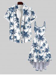 Coconut Tree Print Plus Size Matching Hawaii Beach Outfit For Couples -  