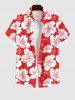 Tropical Leaf Hibiscus Flowers Print Plus Size Matching Hawaii Beach Outfit For Couples -  