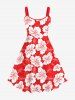 Tropical Leaf Hibiscus Flowers Print Plus Size Matching Hawaii Beach Outfit For Couples -  