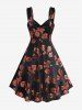 Plus Size Glitter Rose Flower Gilding Lace Up Pocket A Line Velvet Tank Cottagecore Dress -  
