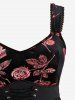 Plus Size Glitter Rose Flower Gilding Lace Up Pocket A Line Velvet Tank Cottagecore Dress -  