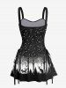 Halloween Costume Wizard Moon Star Deer Forest Print Lace Up Tank Dress -  