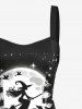 Halloween Costume Wizard Moon Star Deer Forest Print Lace Up Tank Dress -  