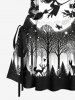 Halloween Costume Wizard Moon Star Deer Forest Print Lace Up Tank Dress -  
