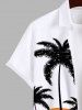 Plus Size Coconut Tree Sunset Bird Print Buttons Pocket Hawaii Shirt For Men -  