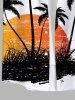 Plus Size Coconut Tree Sunset Bird Print Buttons Pocket Hawaii Shirt For Men -  