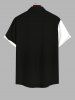 Plus Size Halloween Two Tone Skeleton Print Buttons Pocket Shirt For Men -  