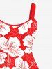 Plus Size Tropical Leaf Hibiscus Flowers Print Hawaii Tank Dress -  