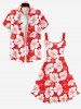 Plus Size Tropical Leaf Hibiscus Flowers Print Hawaii Tank Dress -  
