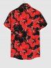 Plus Size Hibiscus Flowers Print Buttons Pocket Hawaii Shirt For Men -  