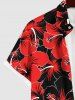 Plus Size Hibiscus Flowers Print Buttons Pocket Hawaii Shirt For Men -  