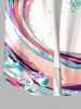 Plus Size Colorful Sea Waves Painting Splatter Print Hawaii Button Pocket Shirt For Men -  
