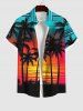 Sunset Colorful Colorblock Sky Coconut Tree Print Plus Size Matching Hawaii Beach Outfit For Couples -  