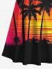 Sunset Colorful Colorblock Sky Coconut Tree Print Plus Size Matching Hawaii Beach Outfit For Couples -  