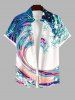 Colorful Sea Waves Painting Splatter Print Plus Size Matching Hawaii Beach Outfit For Couples -  
