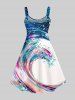 Colorful Sea Waves Painting Splatter Print Plus Size Matching Hawaii Beach Outfit For Couples -  