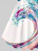 Colorful Sea Waves Painting Splatter Print Plus Size Matching Hawaii Beach Outfit For Couples -  