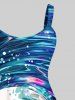 Colorful Sea Waves Painting Splatter Print Plus Size Matching Hawaii Beach Outfit For Couples -  