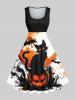 Halloween Costume Cat Pumpkin Bat Cross Ink Painting Splatter Print Plus Size Matching Set For Couples -  