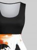 Halloween Costume Cat Pumpkin Bat Cross Ink Painting Splatter Print Plus Size Matching Set For Couples -  