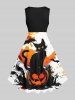 Halloween Costume Cat Pumpkin Bat Cross Ink Painting Splatter Print Plus Size Matching Set For Couples -  