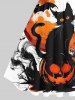 Halloween Costume Cat Pumpkin Bat Cross Ink Painting Splatter Print Plus Size Matching Set For Couples -  
