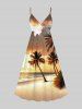 Glitter Coconut Tree Sea Beach Dusk Print Plus Size Matching Hawaii Beach Outfit For Couples -  