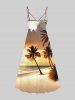 Glitter Coconut Tree Sea Beach Dusk Print Plus Size Matching Hawaii Beach Outfit For Couples -  