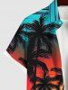 Chemise à Imprimé Cocotiers Ciel Colorée et Coucher du Soleil Grande Taille avec Poches pour Homme - Multi-A 4XL