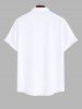 Plus Size Peach Blossom Flower Leaf Print Buttons Pocket Hawaii Shirt For Men -  