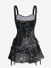 Halloween Costume Spider Web Print Lace Up Tank Dress -  