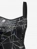 Halloween Costume Spider Web Print Lace Up Tank Dress -  