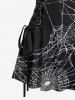Halloween Costume Spider Web Print Lace Up Tank Dress -  