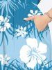 Plus Size Tropical Leaf Hibiscus Flowers Print Split Hawaii Midi Dress -  