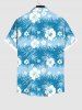 Plus Size Tropical Leaf Hibiscus Flowers Print Buttons Pocket Hawaii Shirt For Men -  