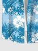 Plus Size Tropical Leaf Hibiscus Flowers Print Buttons Pocket Hawaii Shirt For Men -  