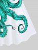 Plus Size Octopus Pineapple Print Hawaii A Line Tank Dress -  