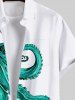 Plus Size Octopus Pineapple Print Hawaii Button Pocket Shirt For Men -  