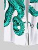 Plus Size Octopus Pineapple Print Hawaii Button Pocket Shirt For Men -  