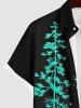 Plus Size Tree Sea Moon Star Print Hawaii Button Pocket Shirt For Men -  