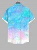 Plus Size Colorful Tie Dye Ombre Dragon Print Hawaii Button Pocket Shirt For Men -  