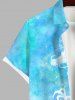 Plus Size Colorful Tie Dye Ombre Dragon Print Hawaii Button Pocket Shirt For Men -  