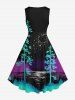 Plus Size Tree Sea Moon Star Print Hawaii Vintage Swing A Line Dress -  