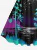 Plus Size Tree Sea Moon Star Print Hawaii Vintage Swing A Line Dress -  