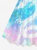 Plus Size Colorful Tie Dye Ombre Dragon Print Hawaii Vintage Swing A Line Dress -  
