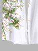 Plus Size Floral Leaves Branch Print Hawaii Button Pocket Shirt For Men -  